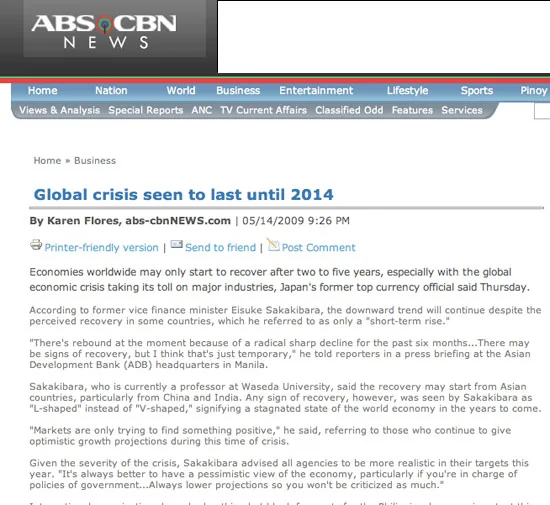 ABC News, 14 may 2009-cu il, “QLOBAL İQTİSADİ BÖHRANIN 2014-cü ildə SONA ÇATACAĞI GÖRÜNÜR”